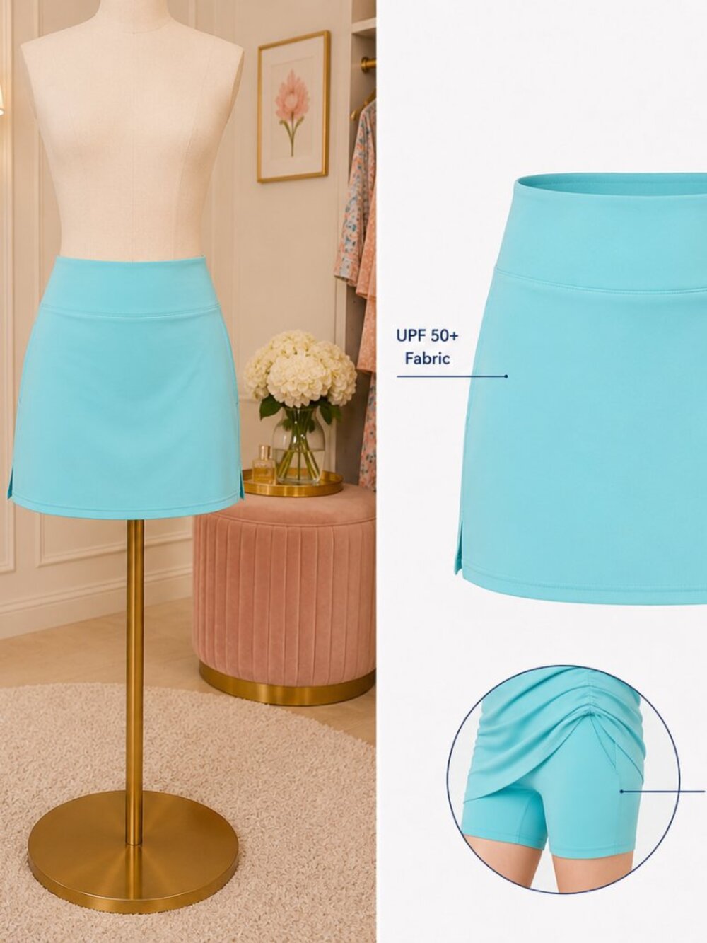 Cabana Life Aqua Skort 17" - Picture 3 of 4